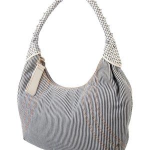 FENDI *AUTHENTIC* Striped Denim & Leather Hobo 🌺